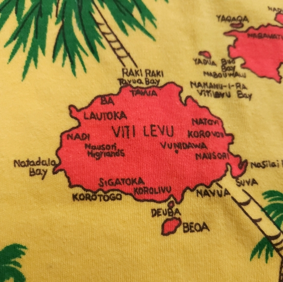 Bula Fuji Bright Yellow Vintage Cotton Graphic T Shirt Mc.Poly Size 42 - Picture 8 of 11